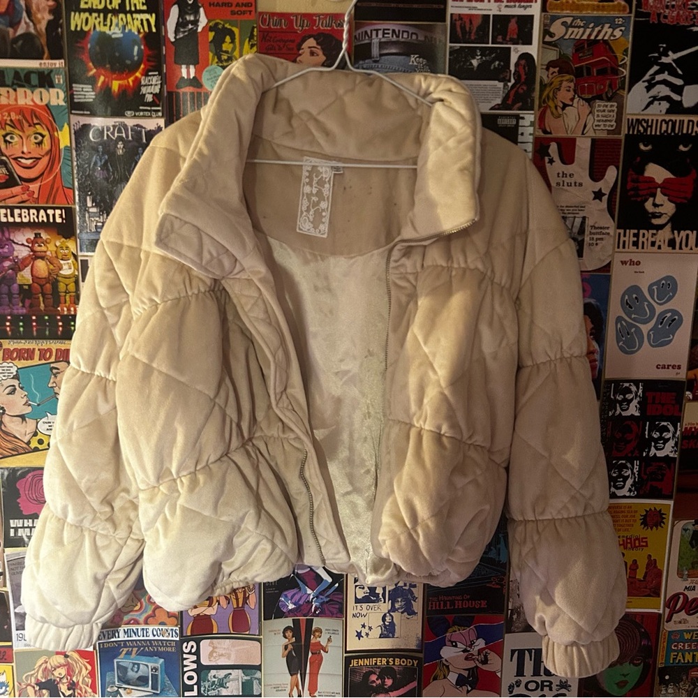 Sadie + Sage Cream Quilted Women's Puffer Jacket